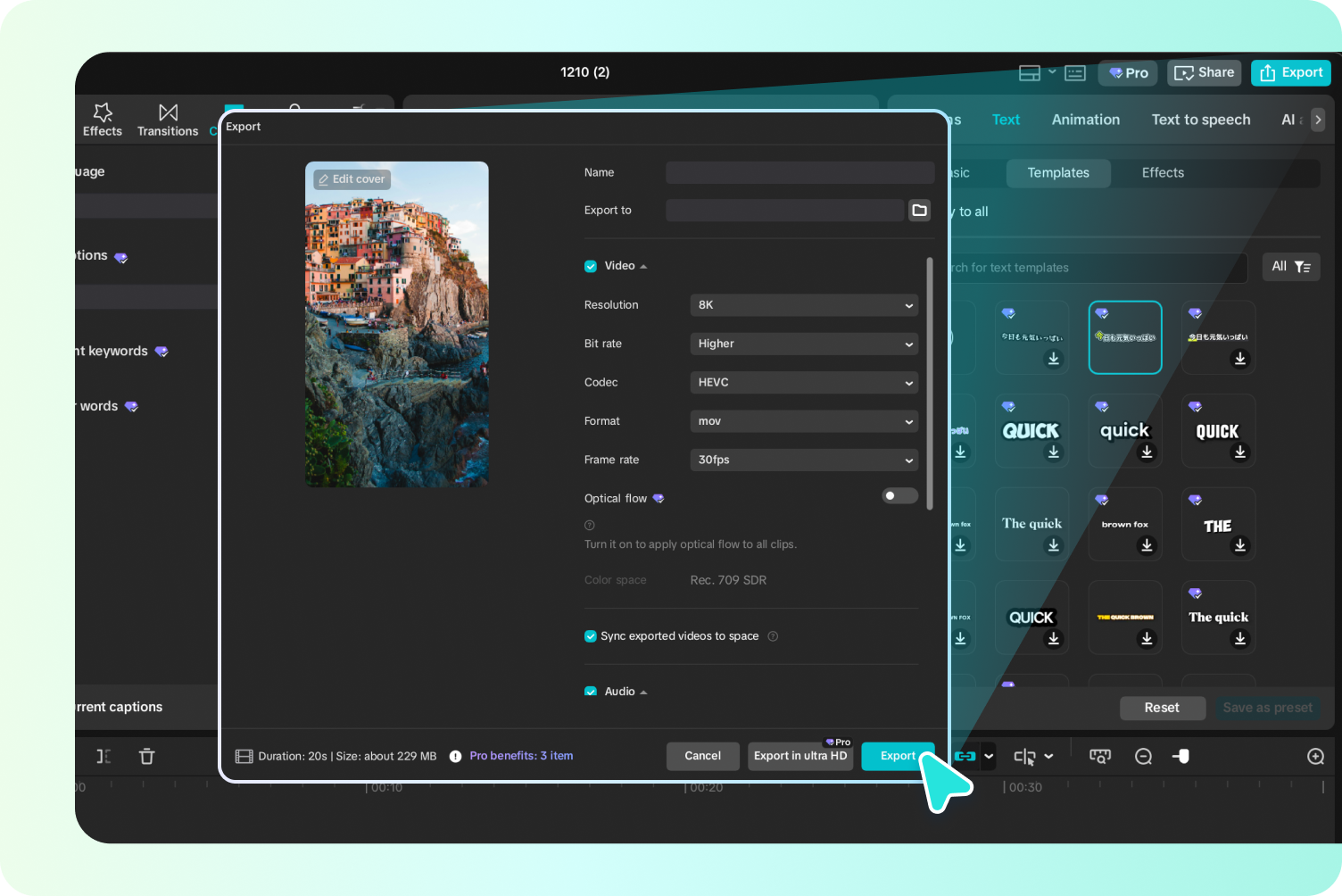 Export the translated video in CapCut