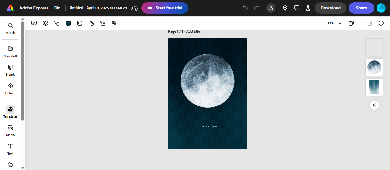 Adobe Express's interface