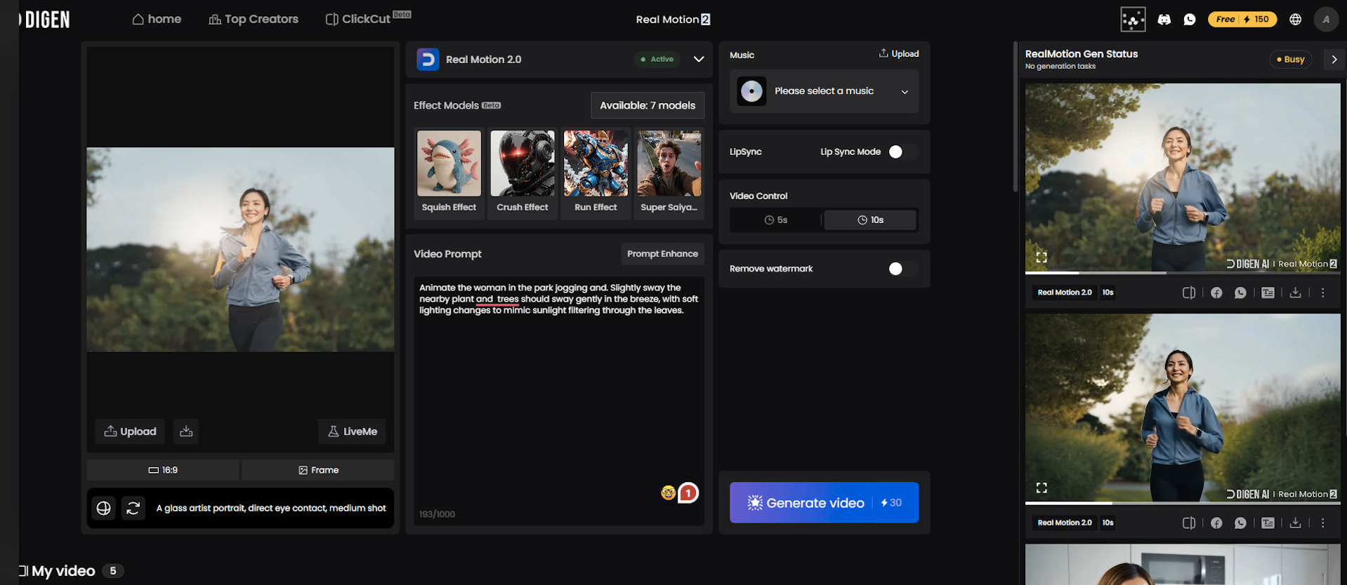digen ai image to video