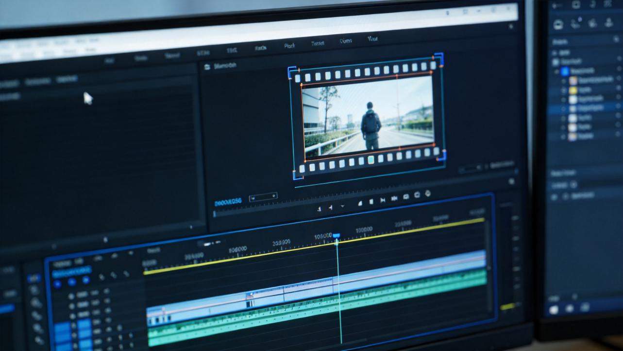Video editing timeline with a small preview clip selected in the viewer