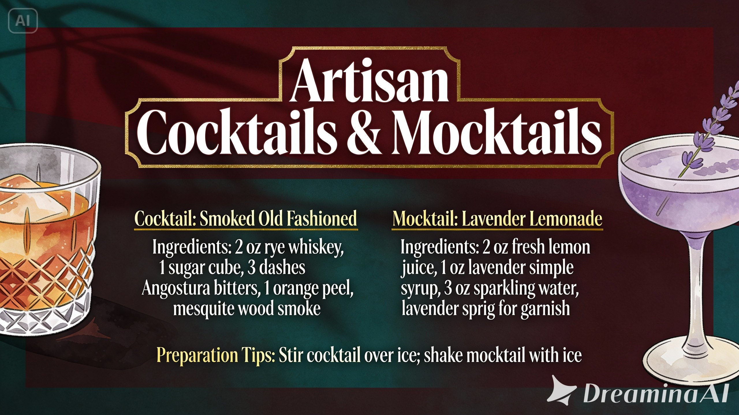 Mocktail at cocktail card
