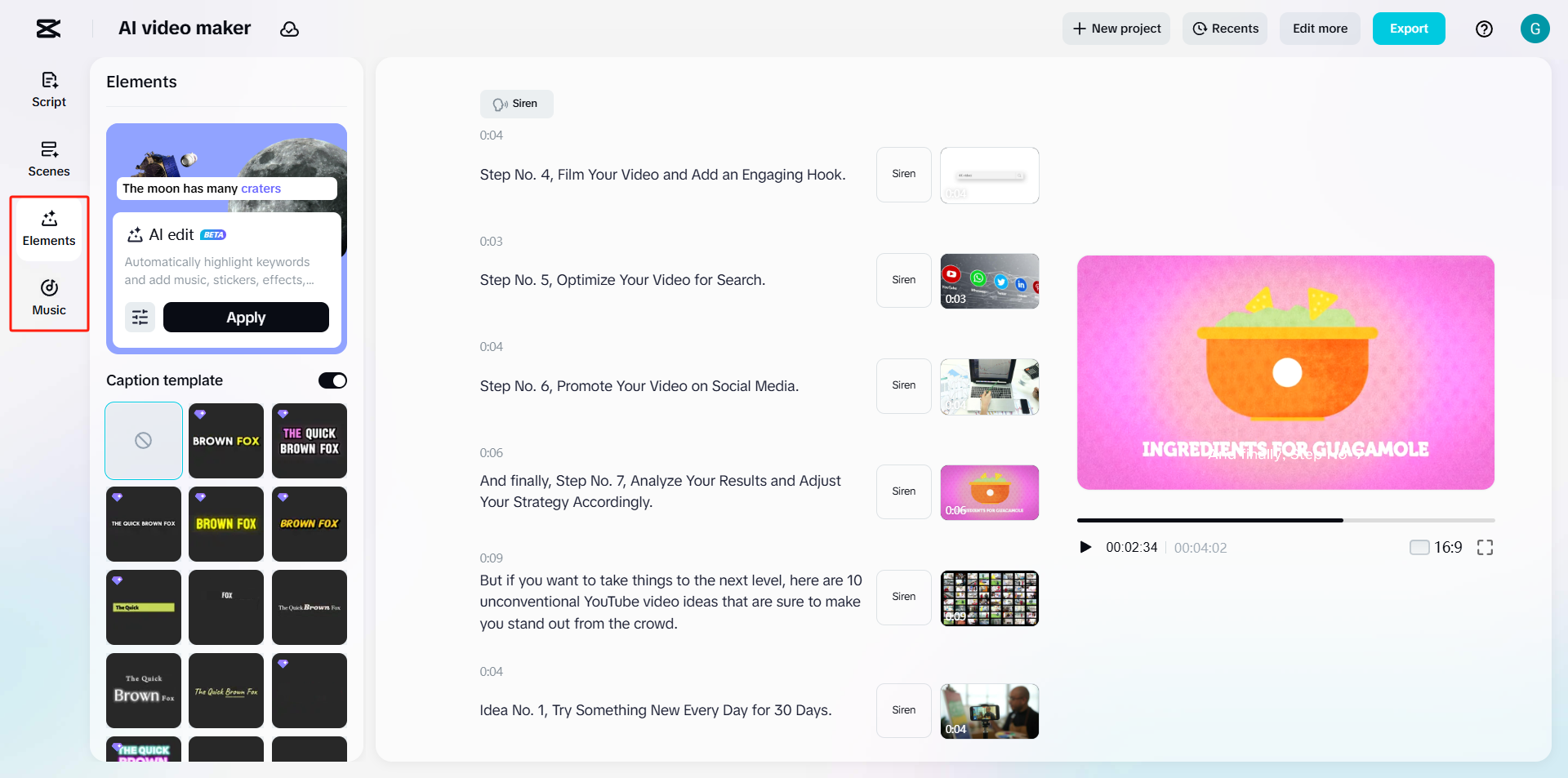 Add Elements and Music