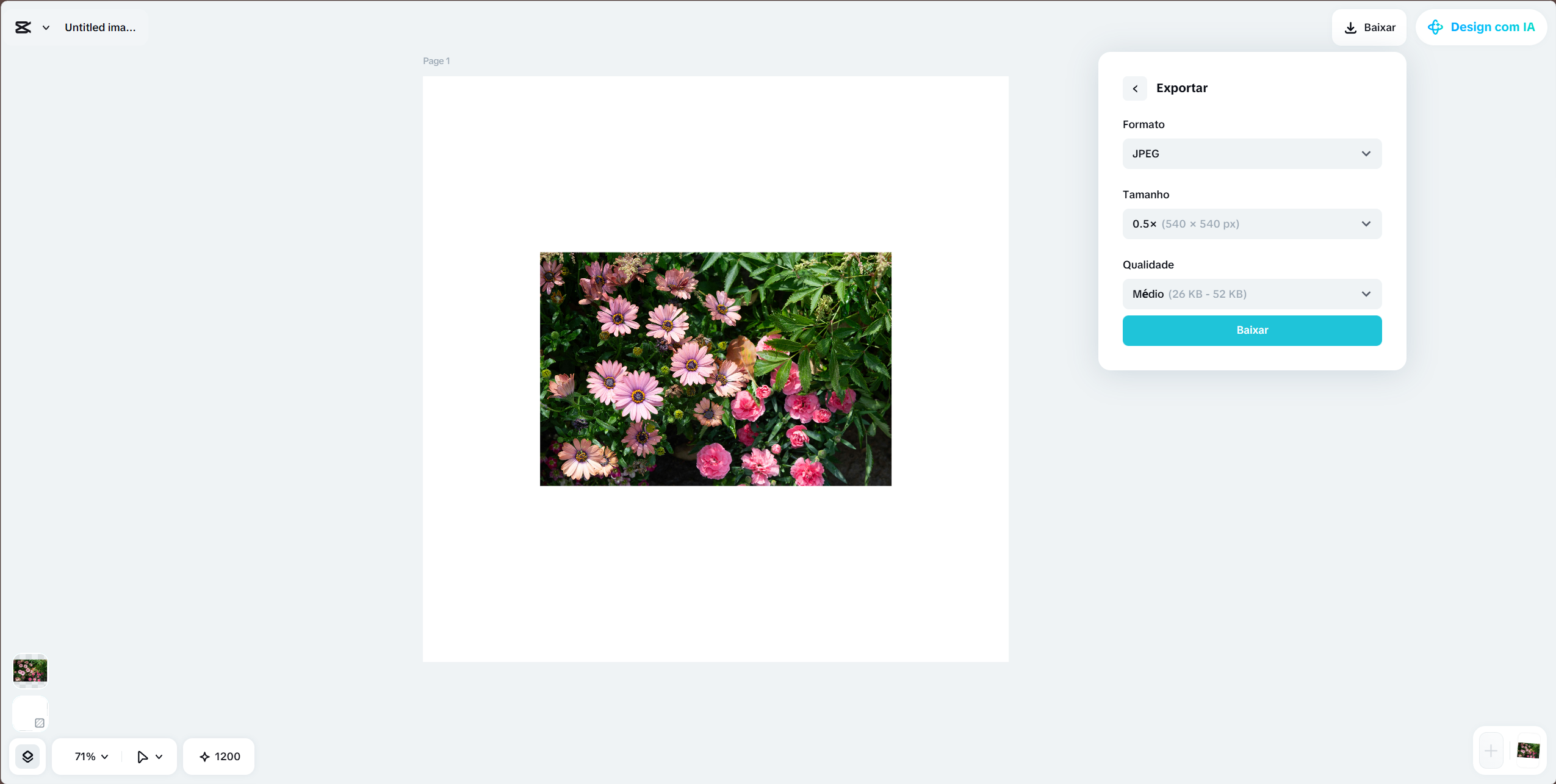 CapCut export settings to compress images