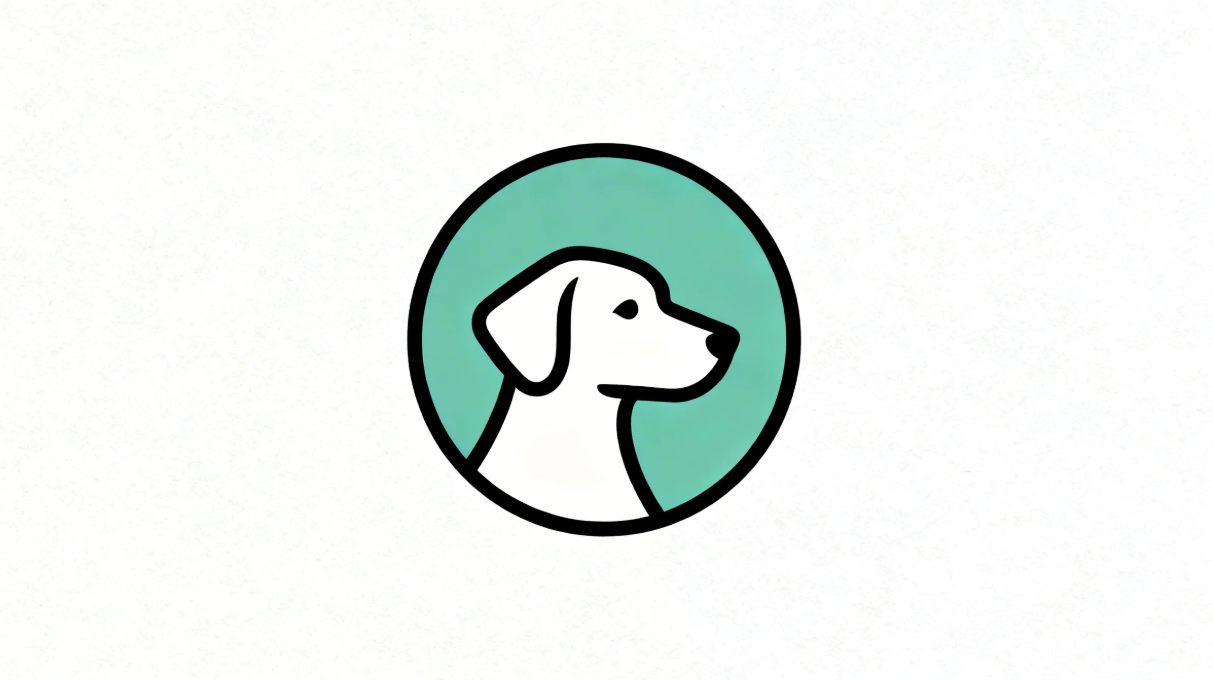 Abstract dog head in circle modern logo