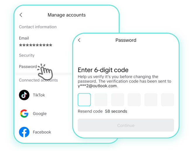アカウントを確認し、パスワードをリセットしてください。