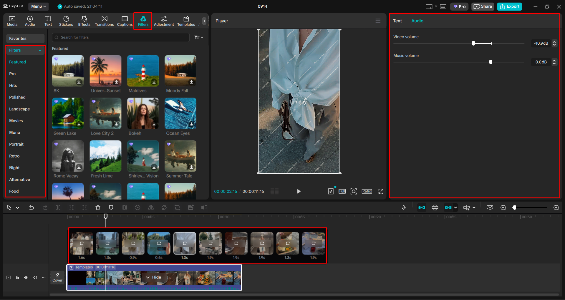 Anpassen der Videovorlage im CapCut Desktop-Video-Editor