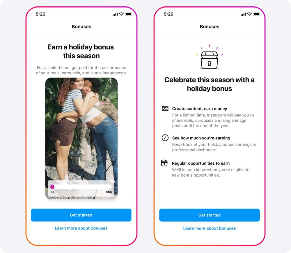 Participate in Instagram bonuses