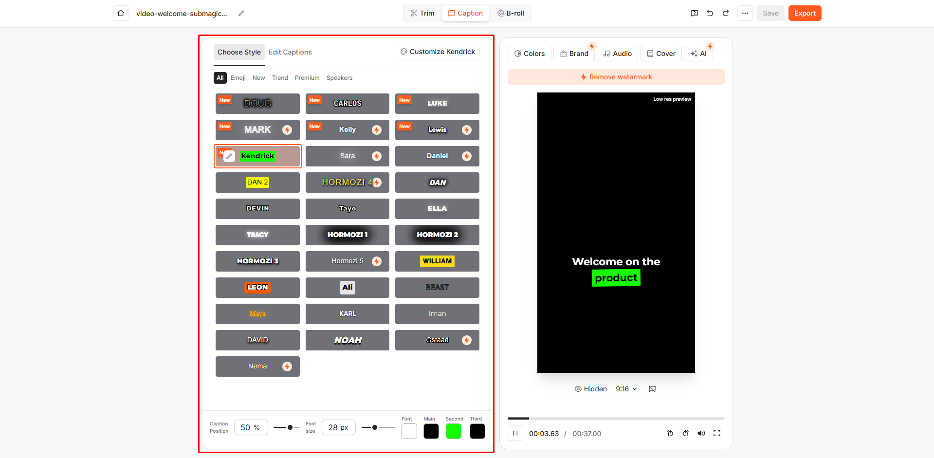 Generating video subtitles in Submagic AI
