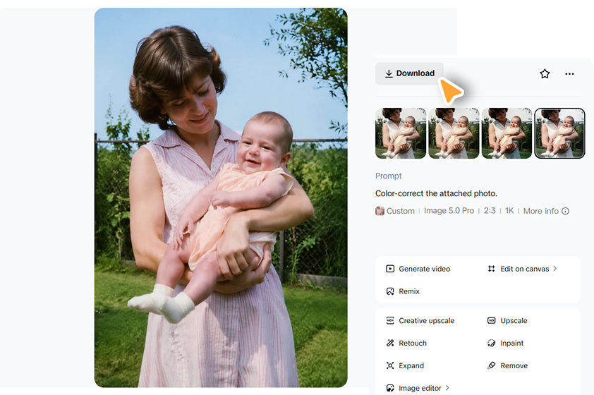 Download your favored restored output