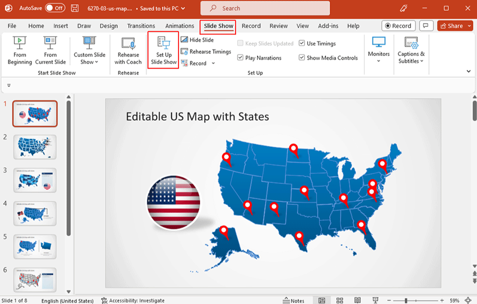 Dostęp do ustawień pokazu slajdów