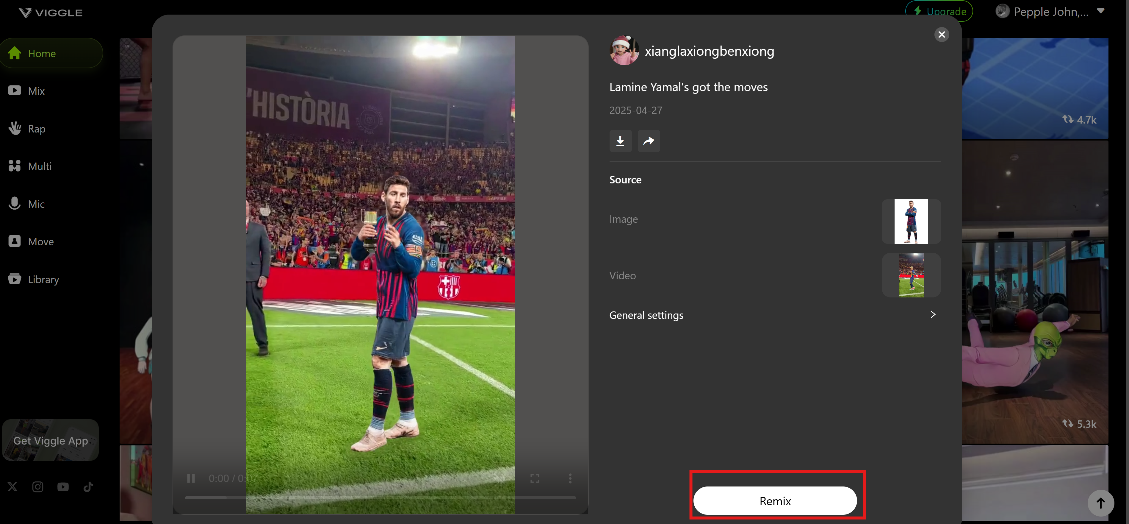 Viggle AI: เลือกเทมเพลต