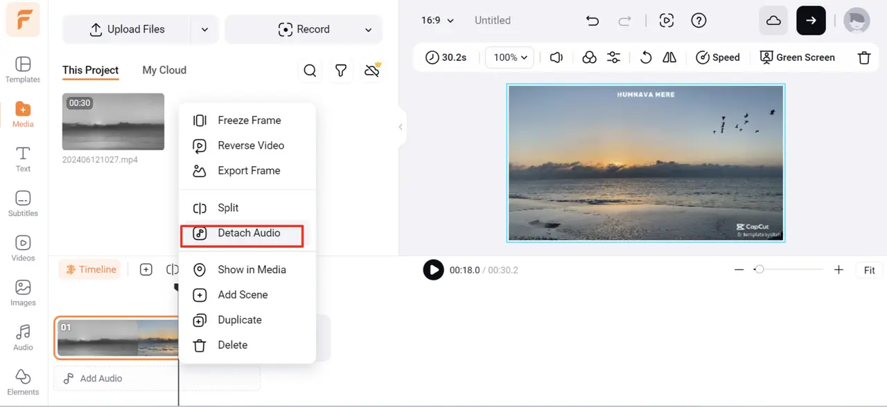 Using FlexClip to extract audio from a video and create a custom ringtone online
