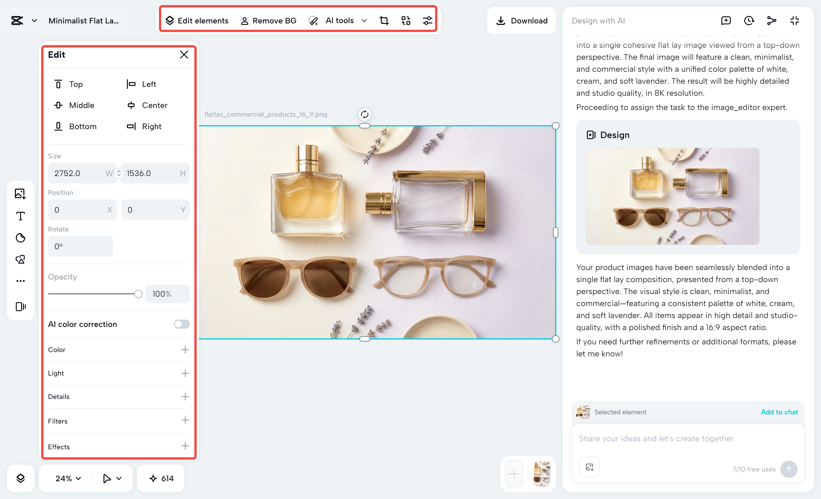 Generate a flat lay image