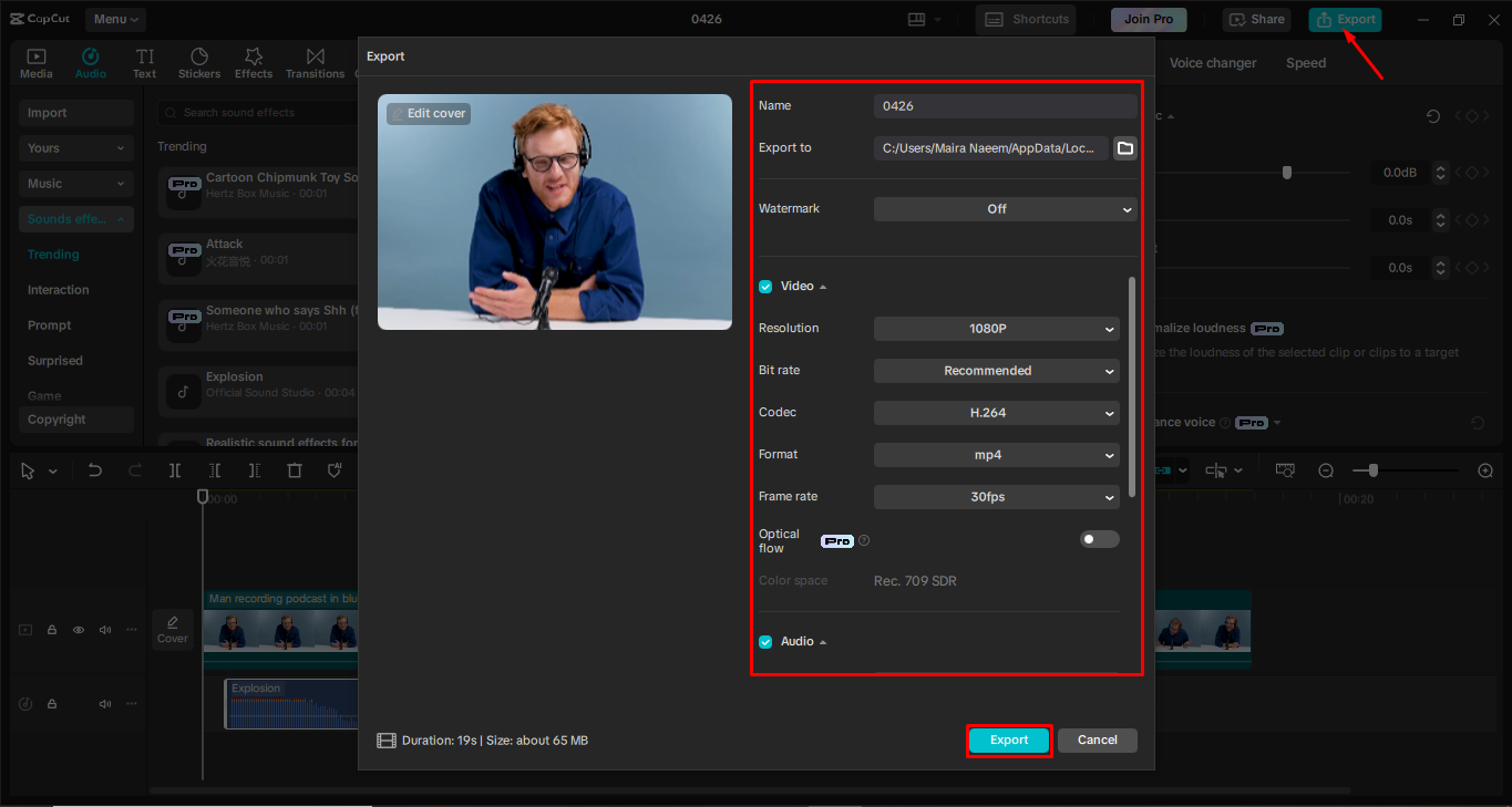 Xuất video từ trình CapCut chỉnh sửa video trên máy tính để bàn