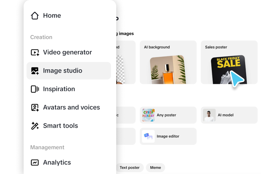 画像スタジオにアクセスし、「セールスポスター」を選択してください。