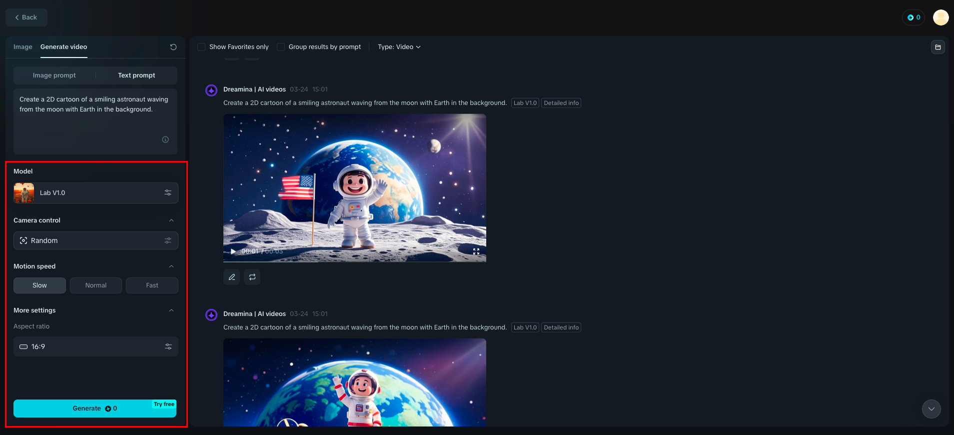 testo all'animazione del fumetto