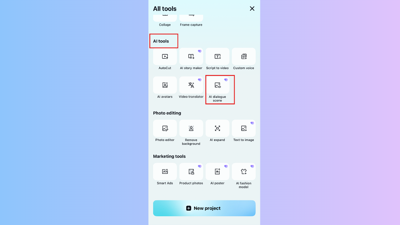 Navigate to the AI Dialogue Scene