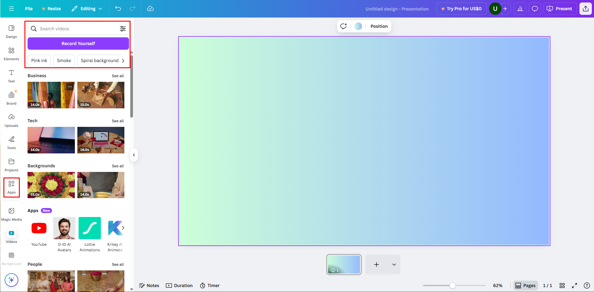 Searching for the video for embedding