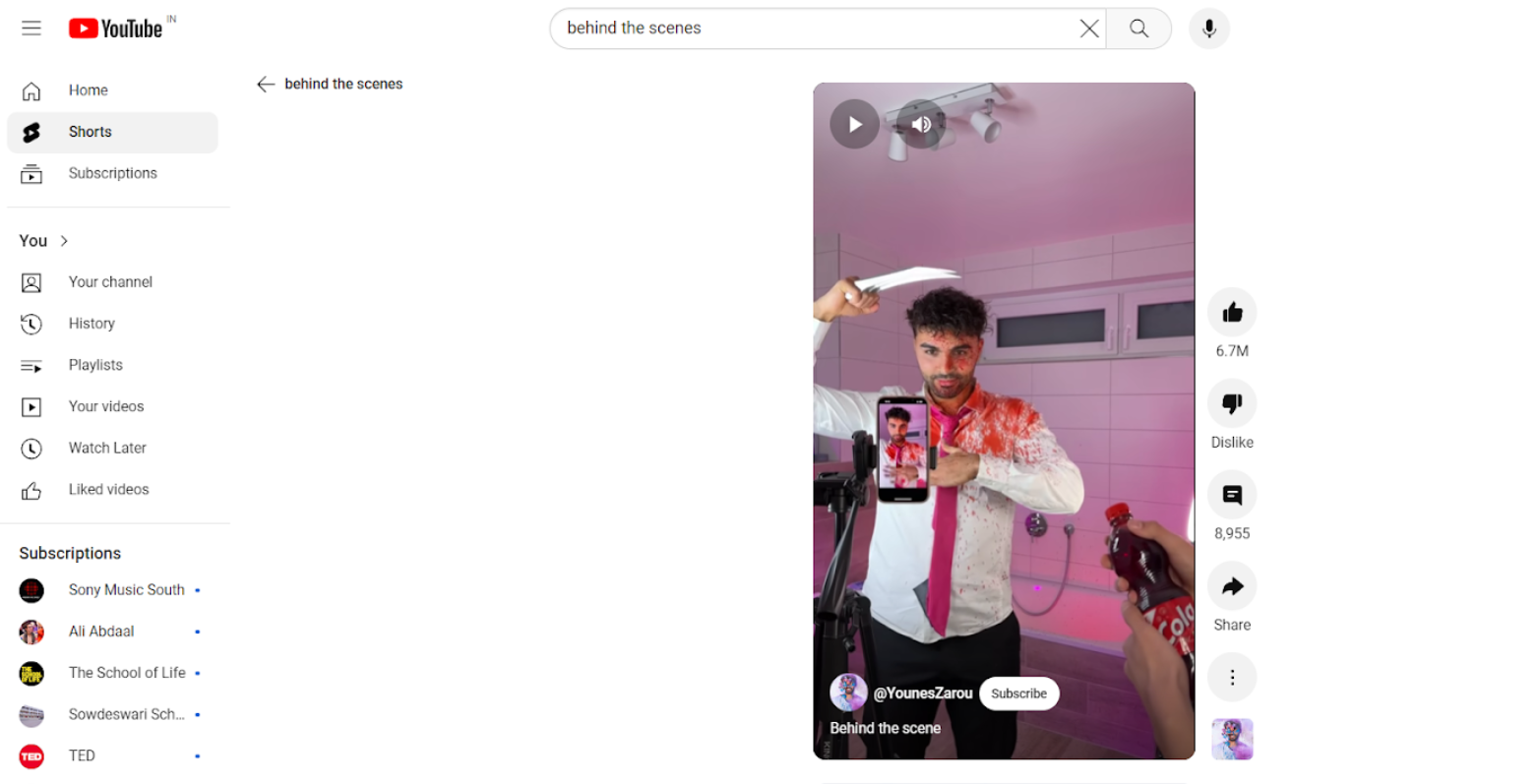 Partage de séquences des coulisses pour le public de YouTube Shorts