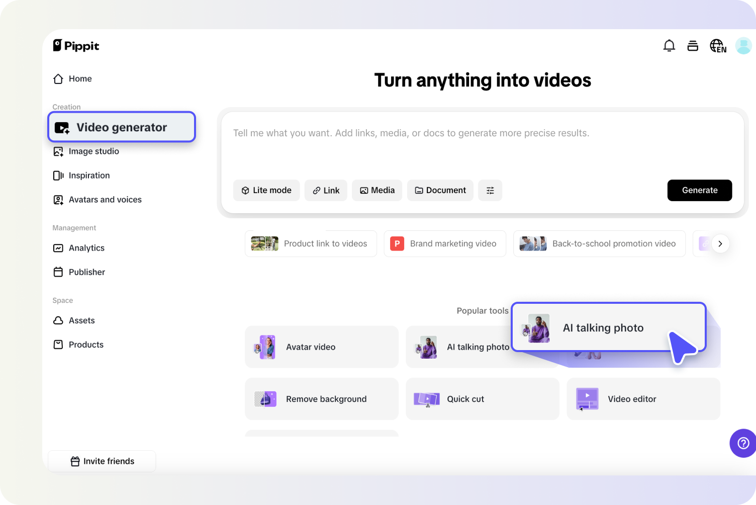 Uploading your image to the AI talking photo tool