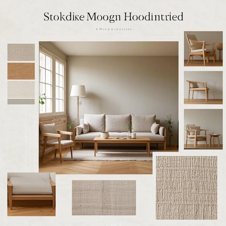 Skandinavisches minimalistisches Stimmungsbrett für den Innenbereich