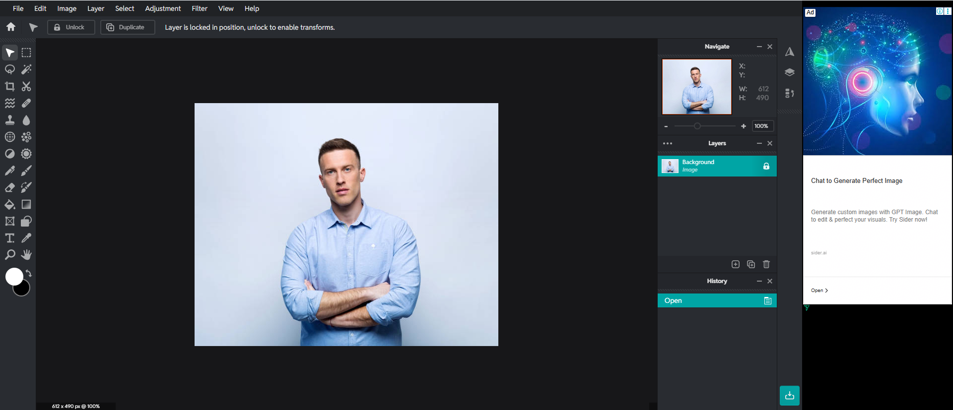 Aplicativo de suavização de fotos Pixlr