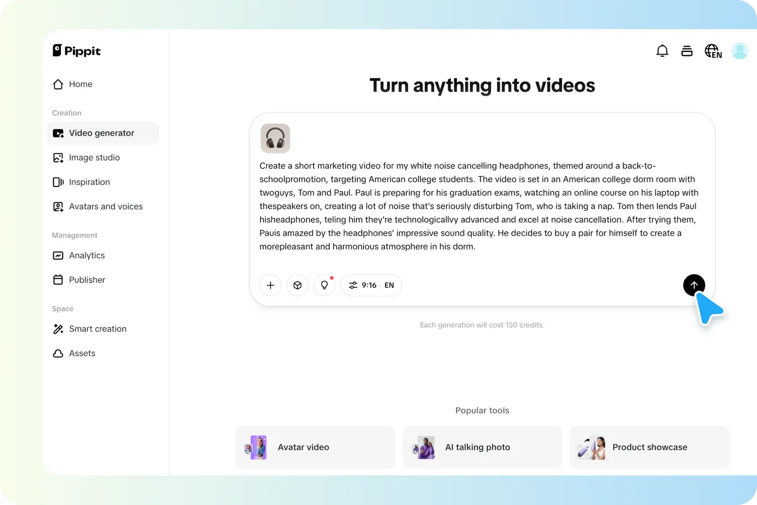 Generating a Shopify product video