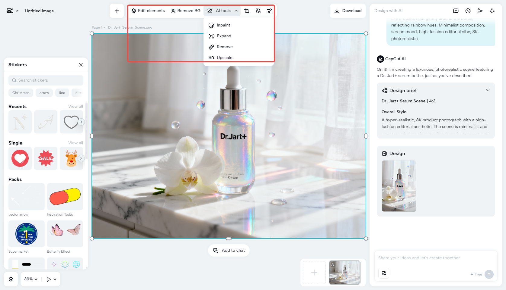 Enhance visuals with AI-powered editing tools