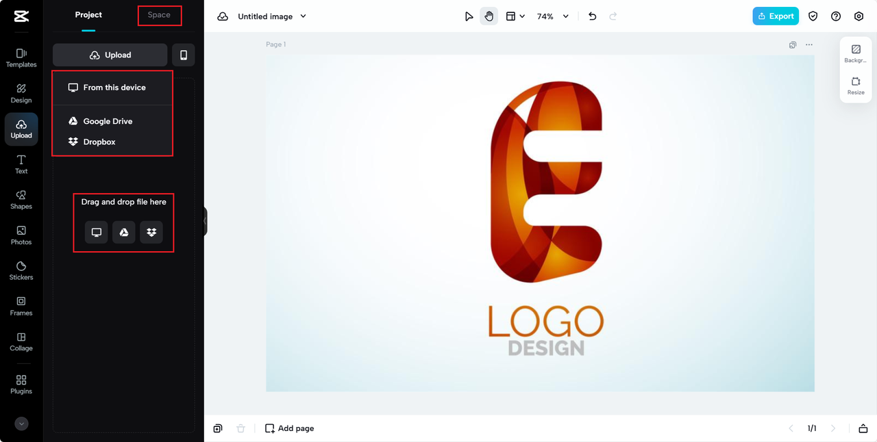Upload logo