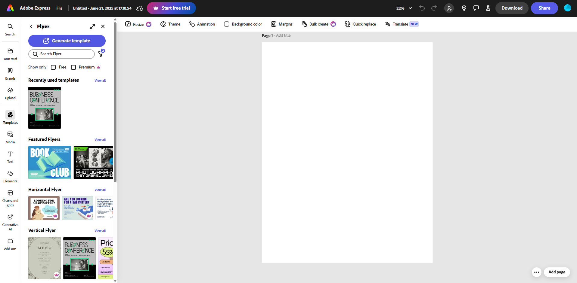 Ein leeres Canvas in Adobe starten