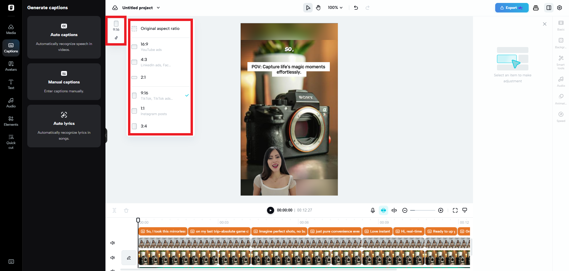 Reframe your video's aspect ratio for cross-posting
