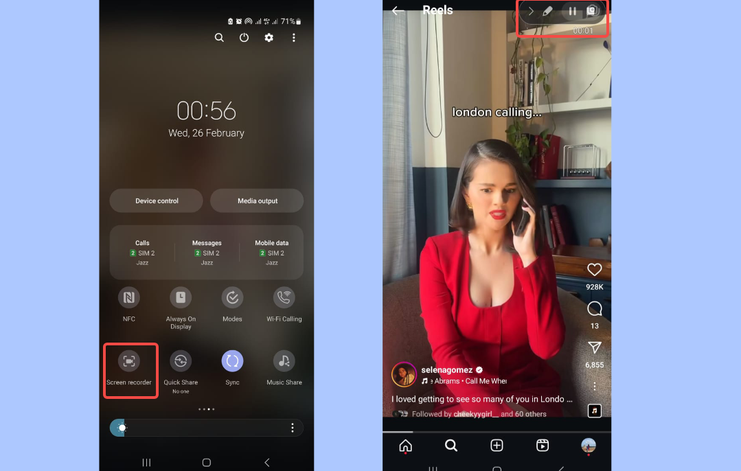 Скачать Reels , записав на Android