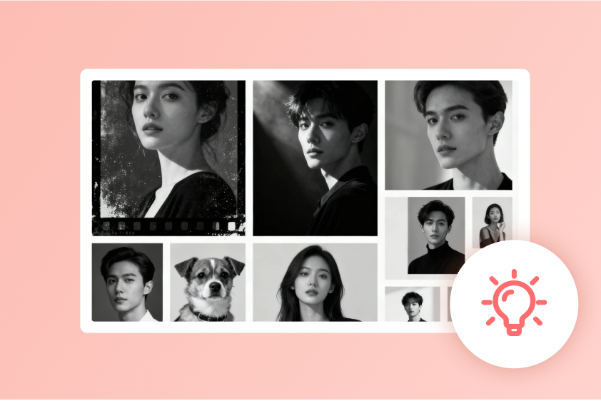 animal portraits black and white