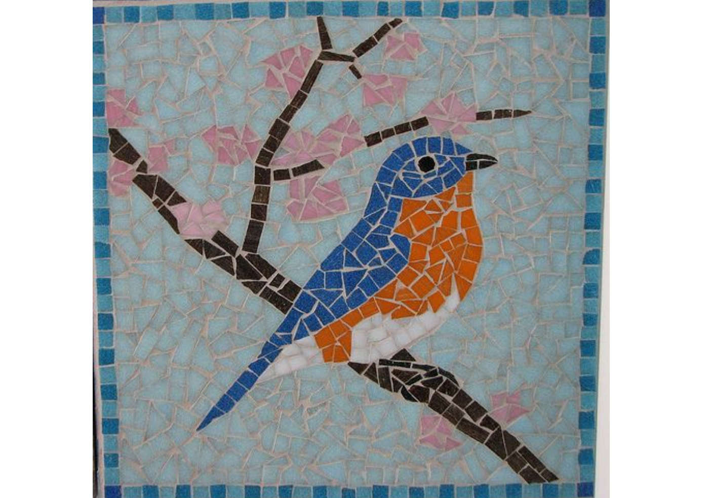 A blue bird with mosaic style