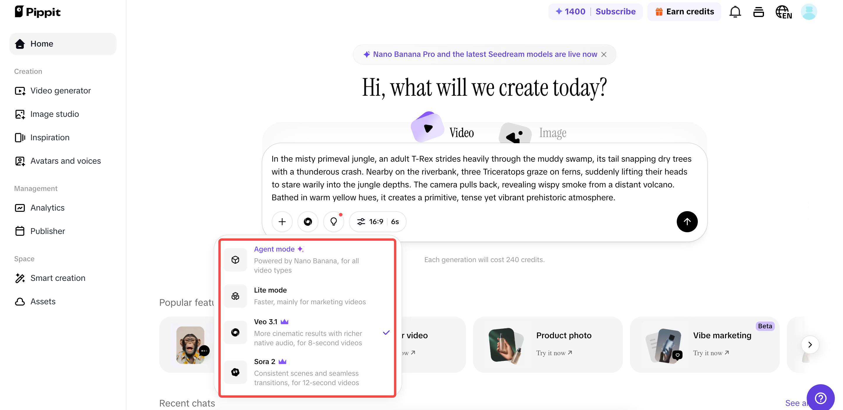 Choose AI models and generate