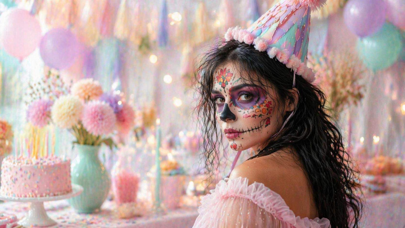 Dreamina add birthday hat to image prompt example 6: Cute pastel birthday look