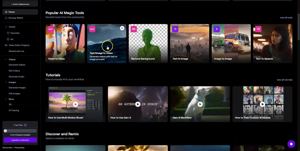 Runway ML video editor interface