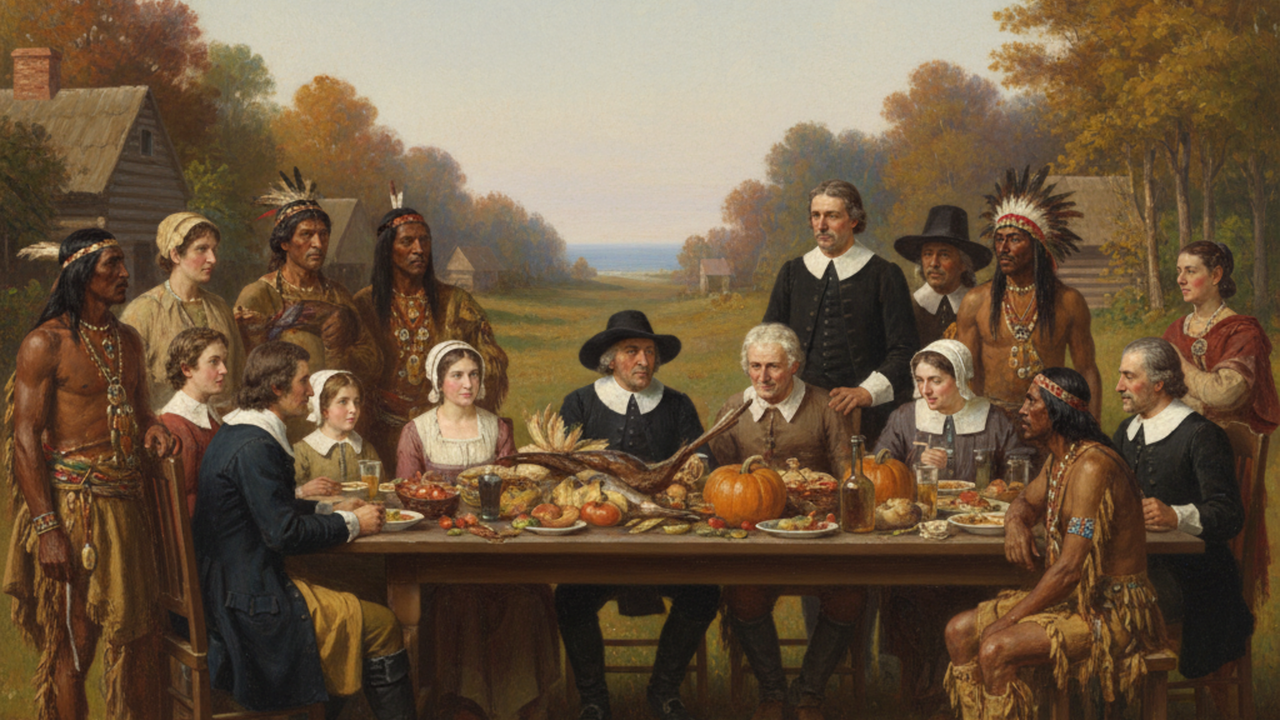 «El primer Día de Acción de Gracias» por Jennie Augusta Brownscombe