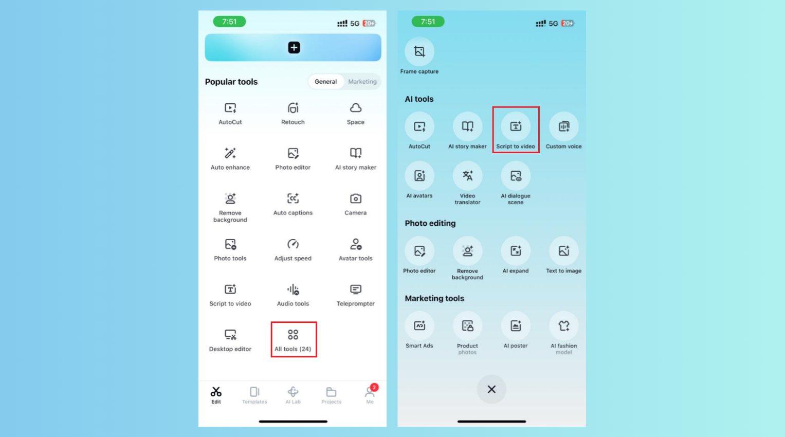 Access script to video