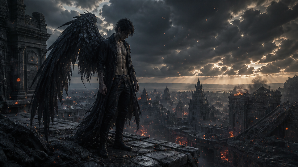 Fallen Angel AI Video Effect — Broken halo descent