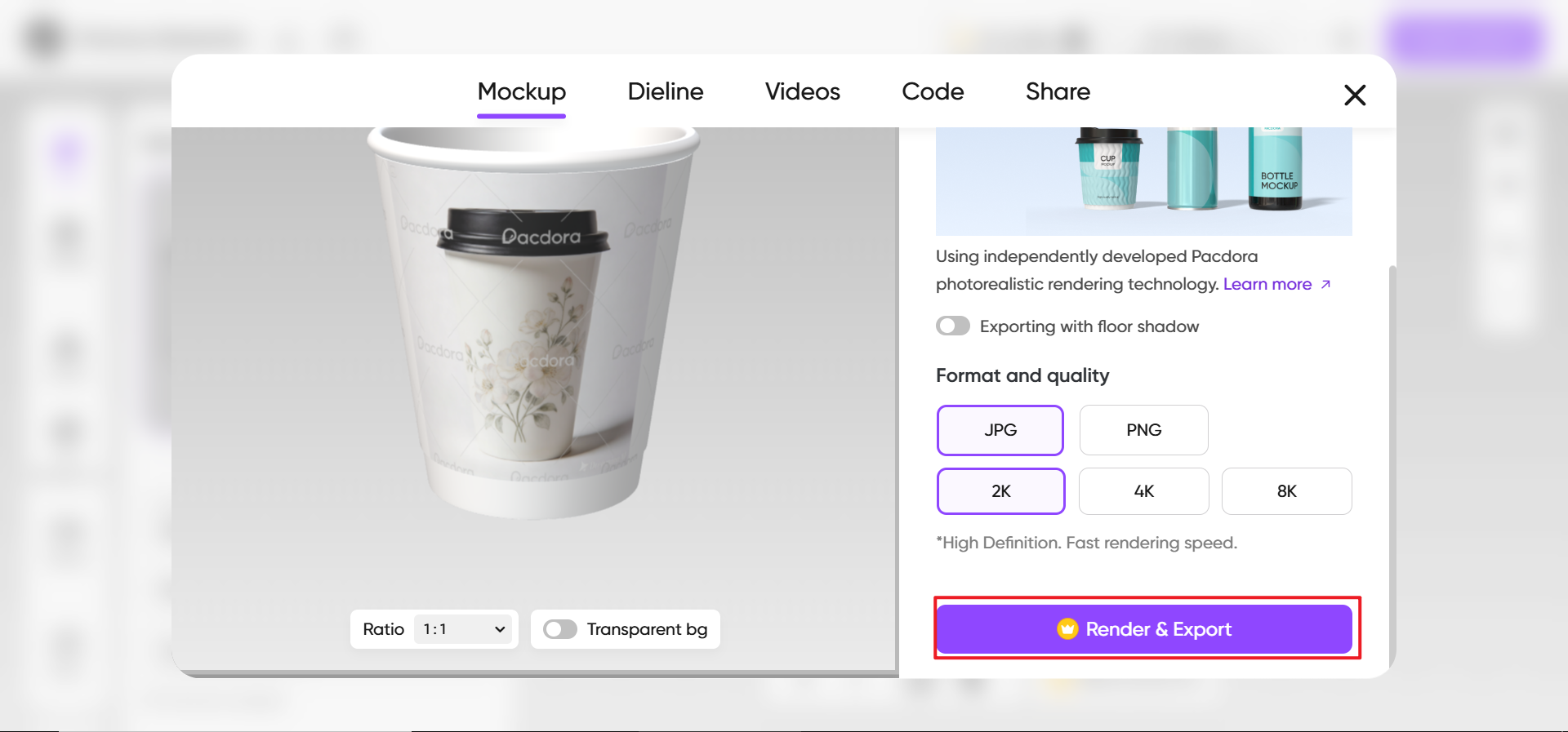 Export your mockup