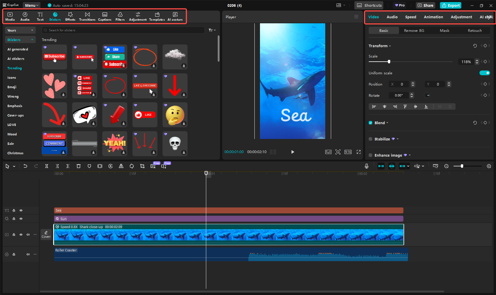 تحرير الفيديو في CapCut