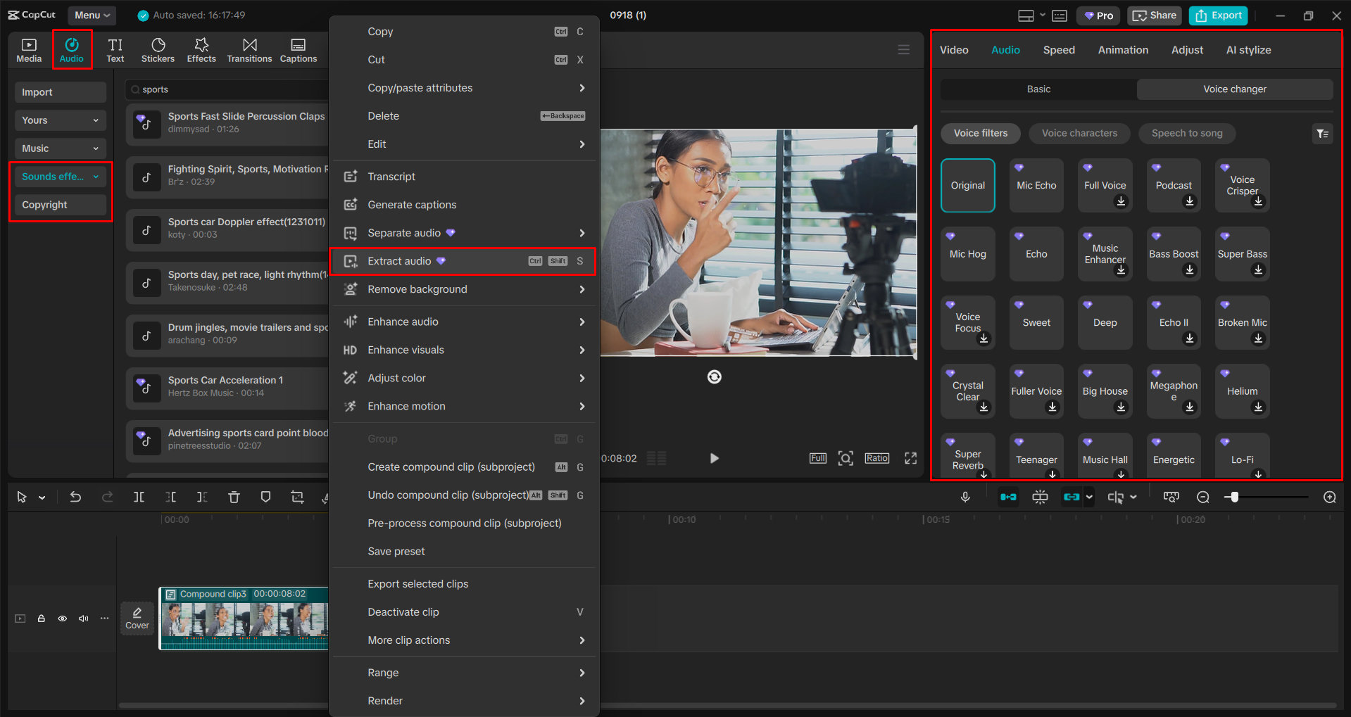 Pagbabago ng boses sa video gamit ang CapCut desktop video editor