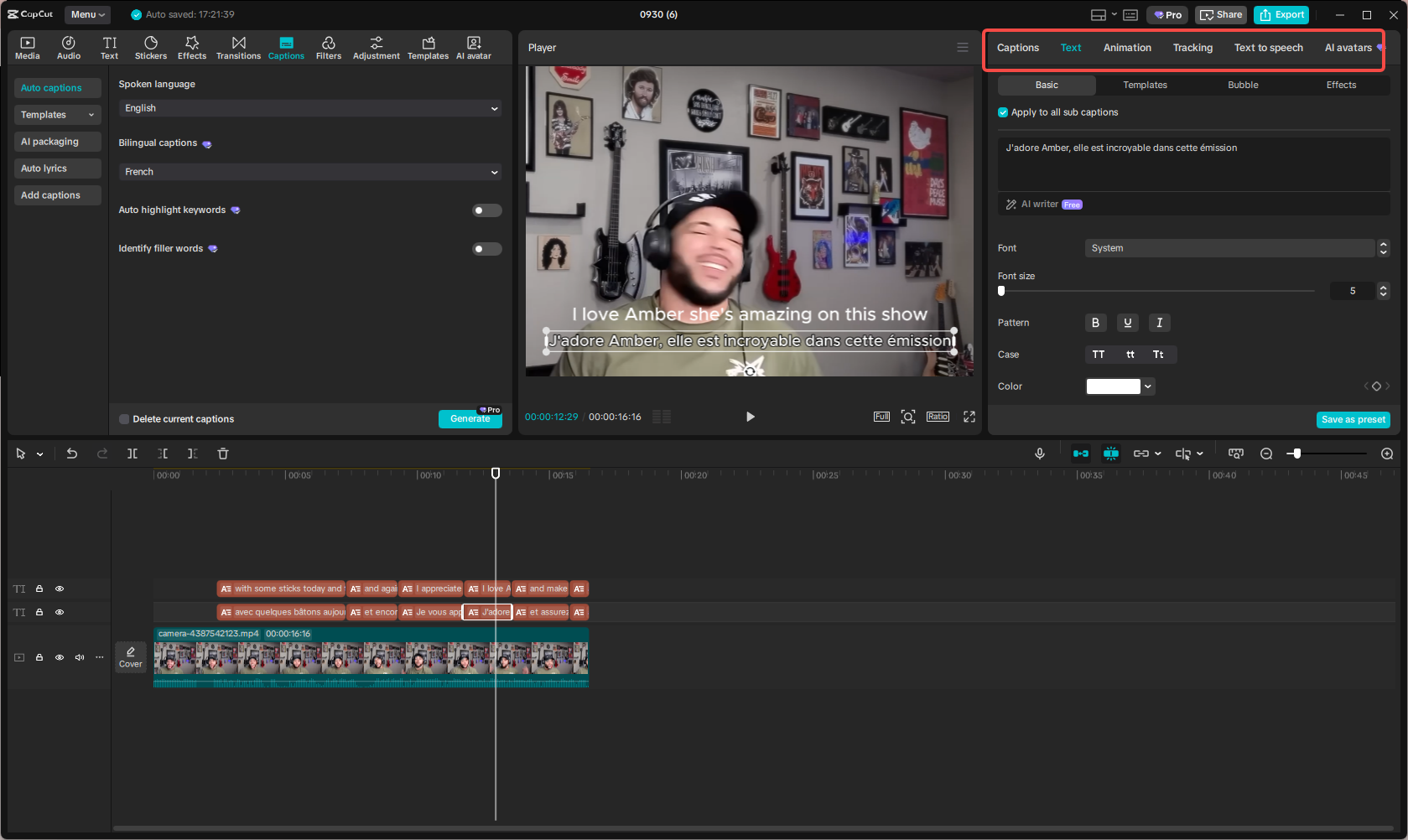 Review and customize captions