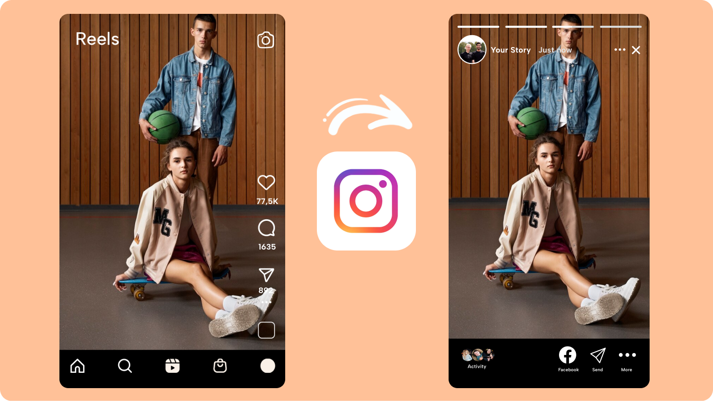 how to add full Reel on instagram story