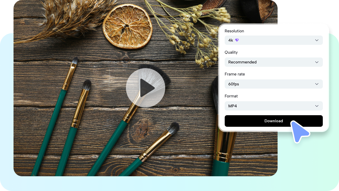 Escolha o formato do vídeo e as configurações de resolução