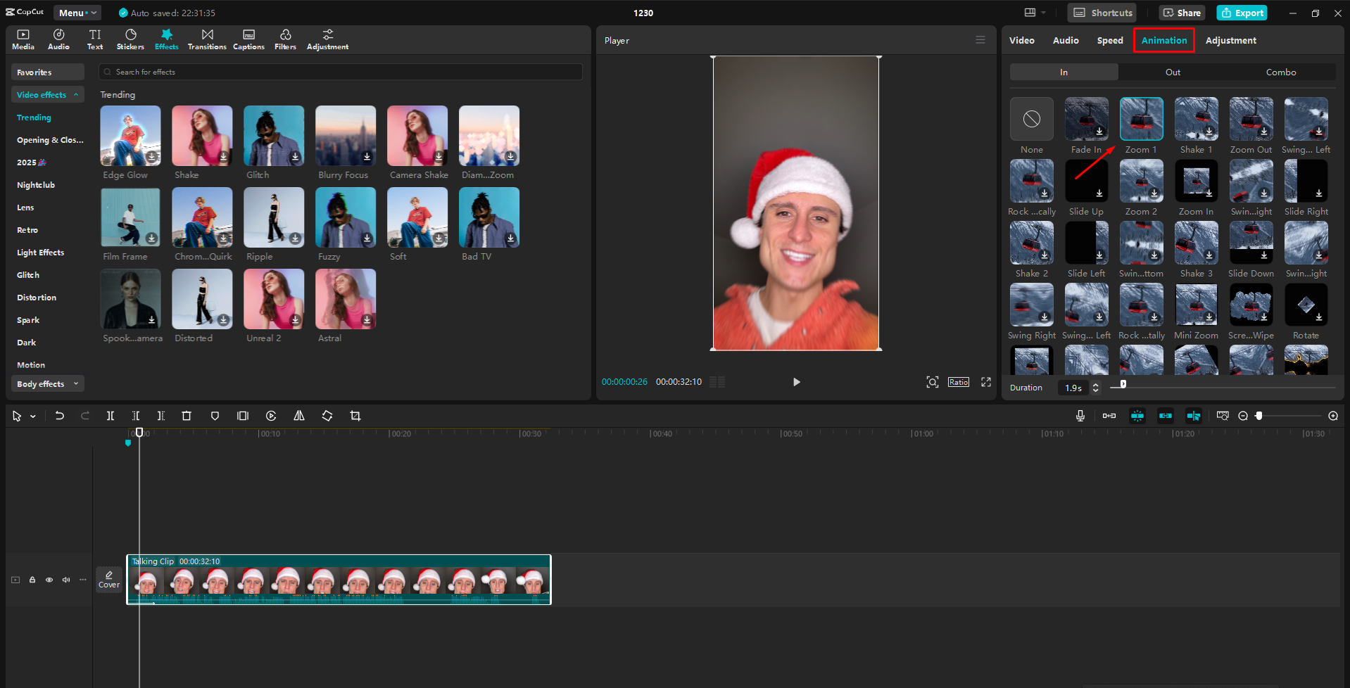 Teks ALT: Antara muka CapCut editor video desktop - cara yang berkesan untuk membuat video pendek Instagram