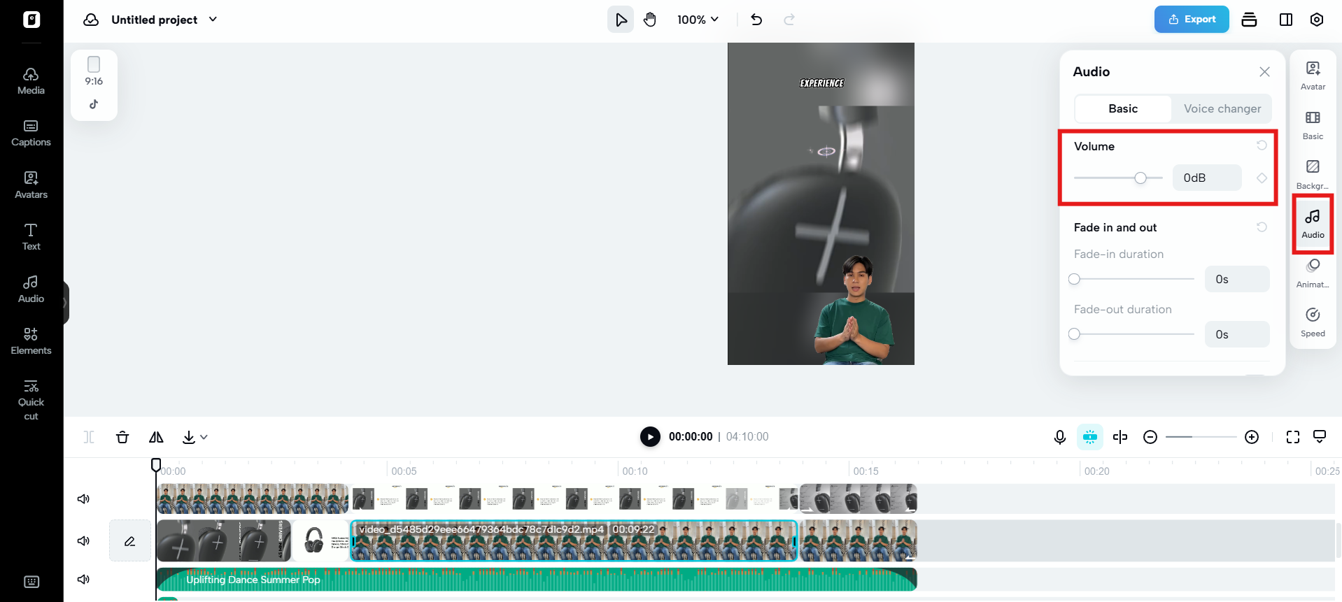 Adjust background music volume