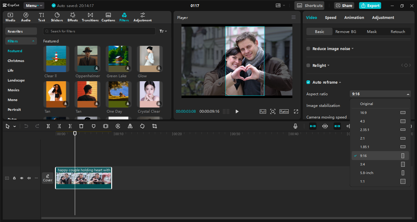 Interfața editorului video CapCut desktop - cel mai bun instrument pentru a crea videoclipuri în format YouTube Shorts