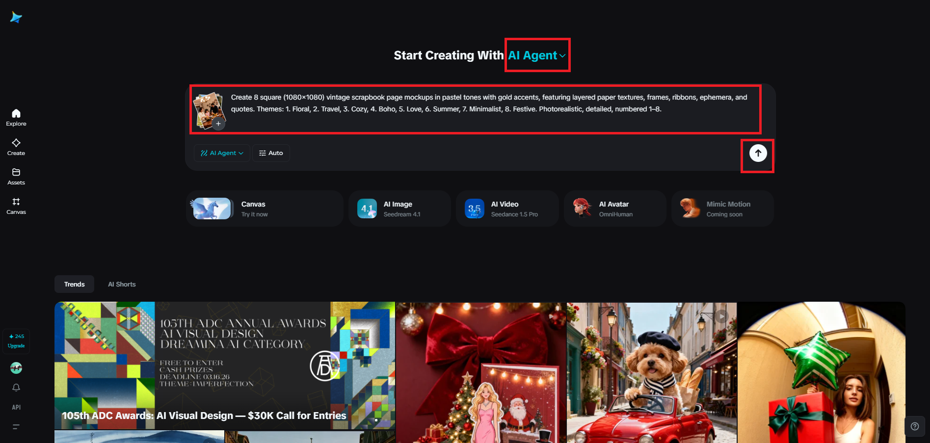 Upload family images and enter a creative prompt